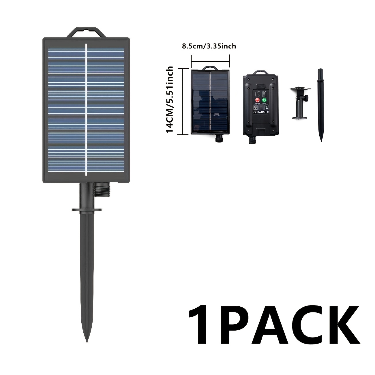 TEMU 1 Pack, Detachable 3600mah Solar Panel, Compatible With Detachable 24v Low-voltage String Lights, 20 Flashing Light , Super Large Capacity