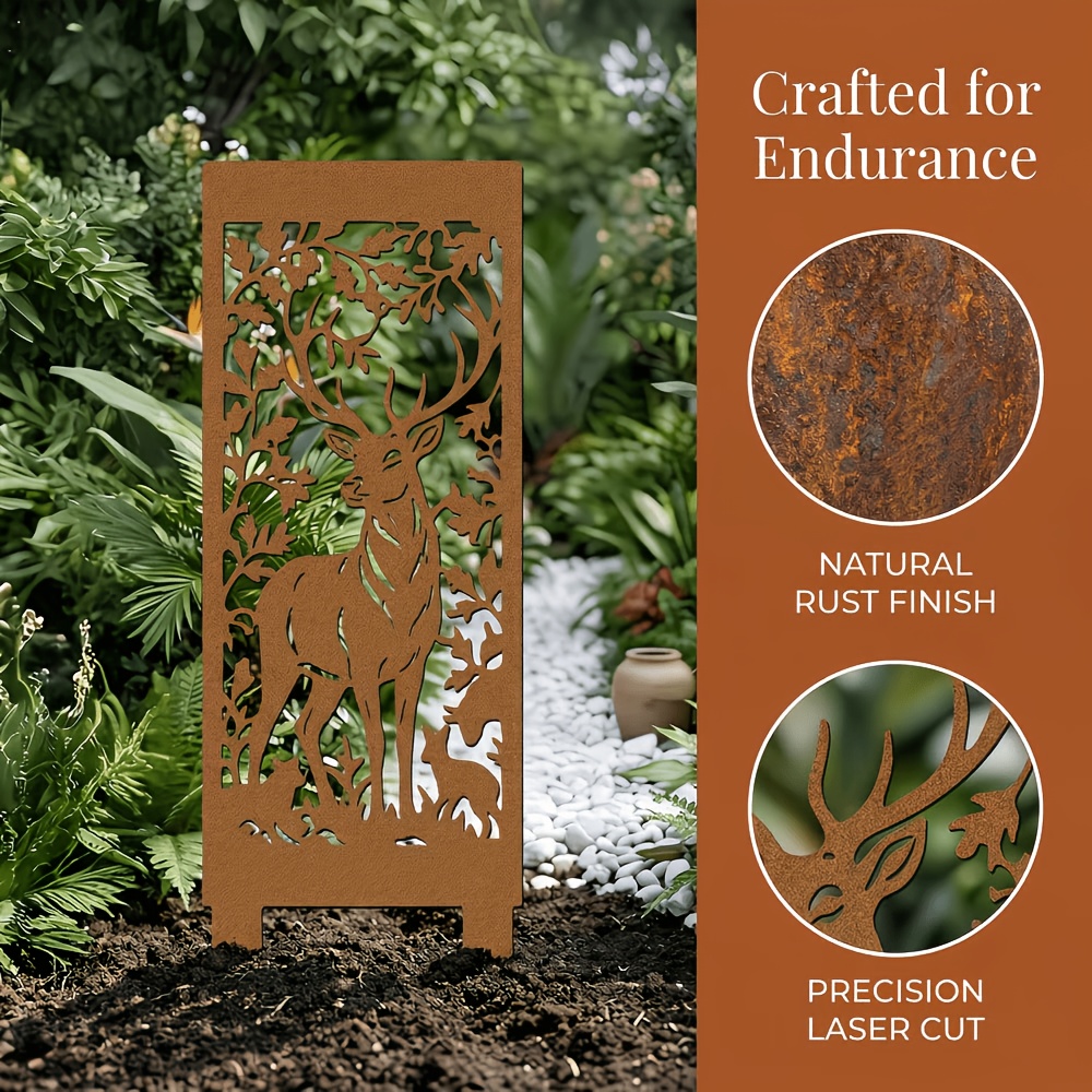 TEMU 【2D Plat】 [2D Plat] 1pc Piquet de jardin rustique en métal avec motif de , à la de support pour et d'écran de jardin décoratif ; Convient pour