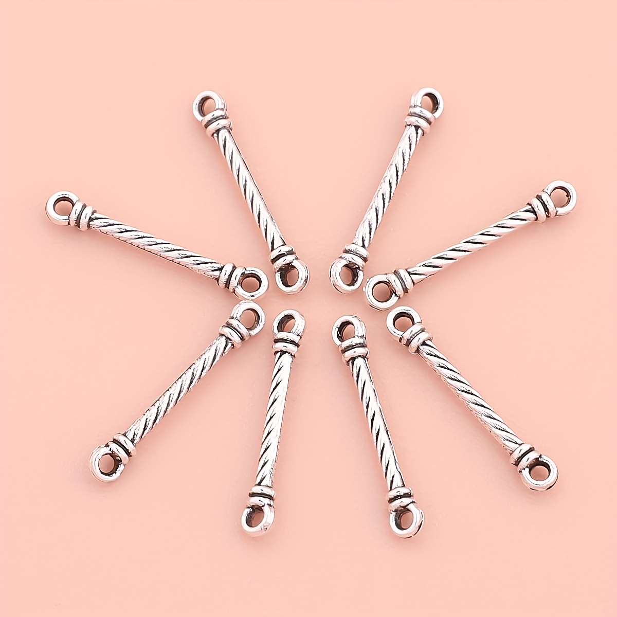 E-shop 100 Stk. gedrehte Stabgliedverbinder, Anhänger-Anhänger mit doppeltem Loch, Glieder aus Zinklegierung für Ohrring-Anhänger, DIY-Herstellung von