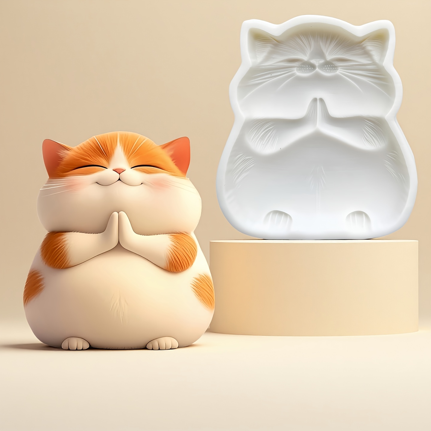 Image of 1pc, Cute Chubby Cat Silicone Mold, Creative Baking Cake Mold, Fondant Chocolate Decorating Accessory, Epoxy Resin Mold