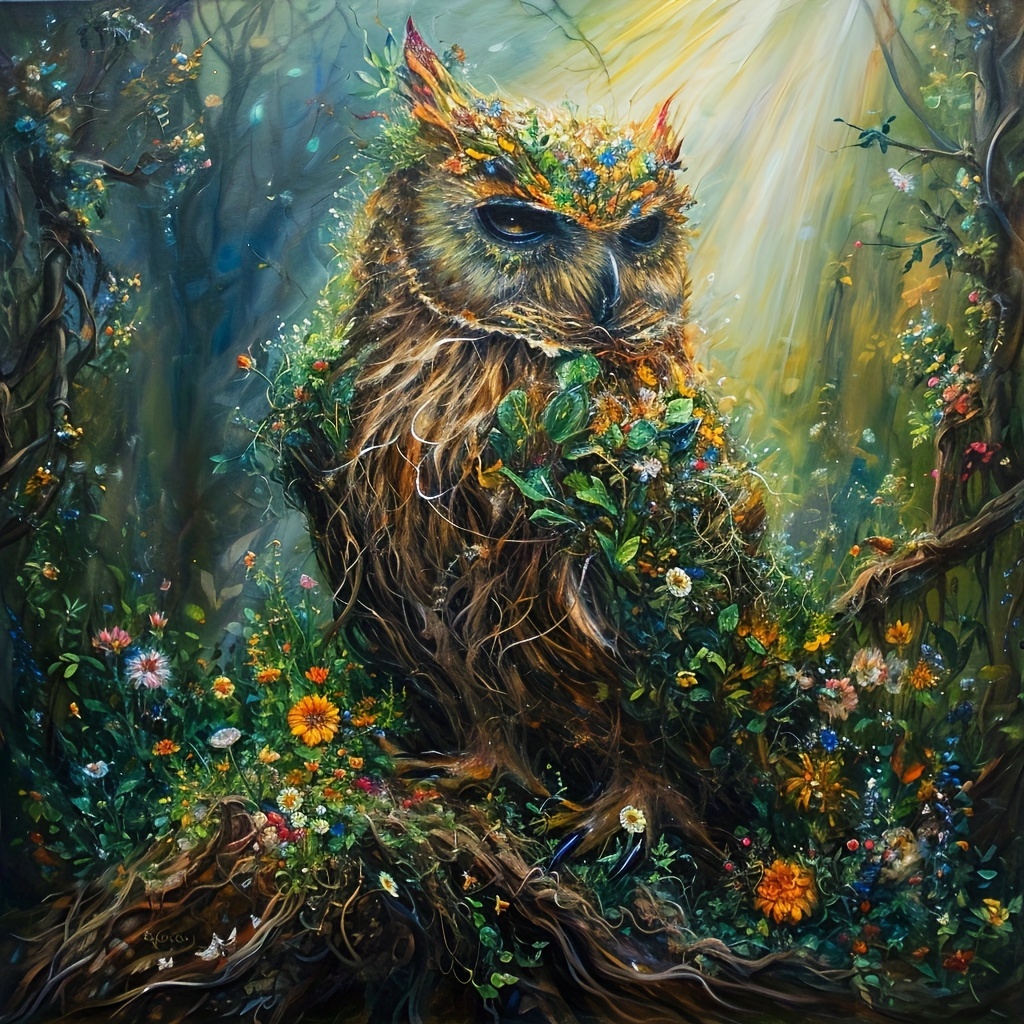 

1pc 40x40cm/15.7x15.7in Without Frame Diy Large Size 5d Diamond Art Painting, Owl In The Forest, Full Rhinestone Painting, Diamond Art Embroidery Kits, Handmade Home Room Office Wall Decor