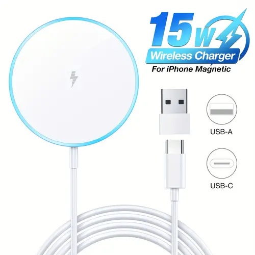 magnetic wireless charger fast magnetic charger for iphone 16 pro 16 plus 15 14 series 3 2 2 led magnet charging pad mag with dual charging ports