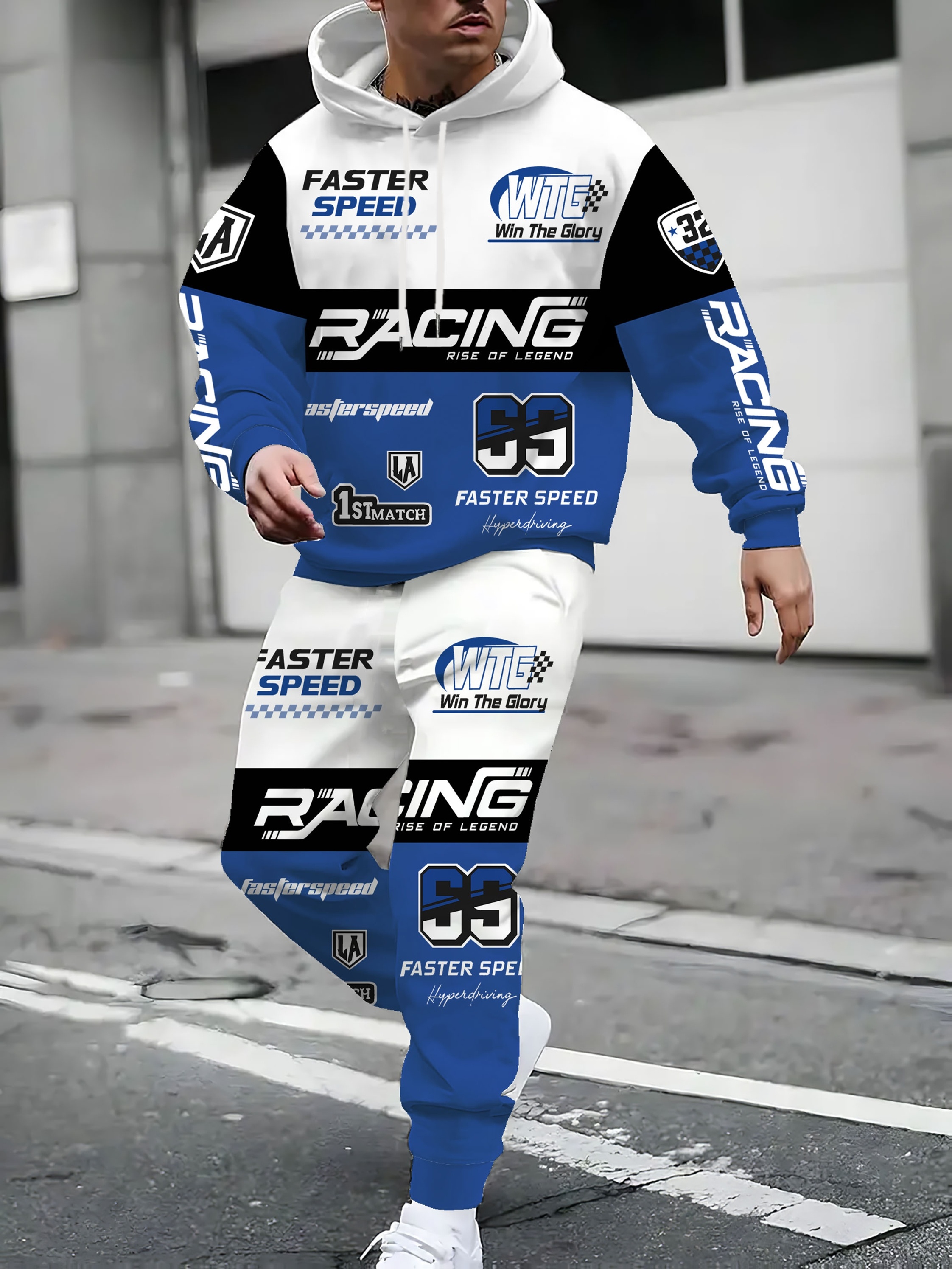 3D digitale print race hoodie set