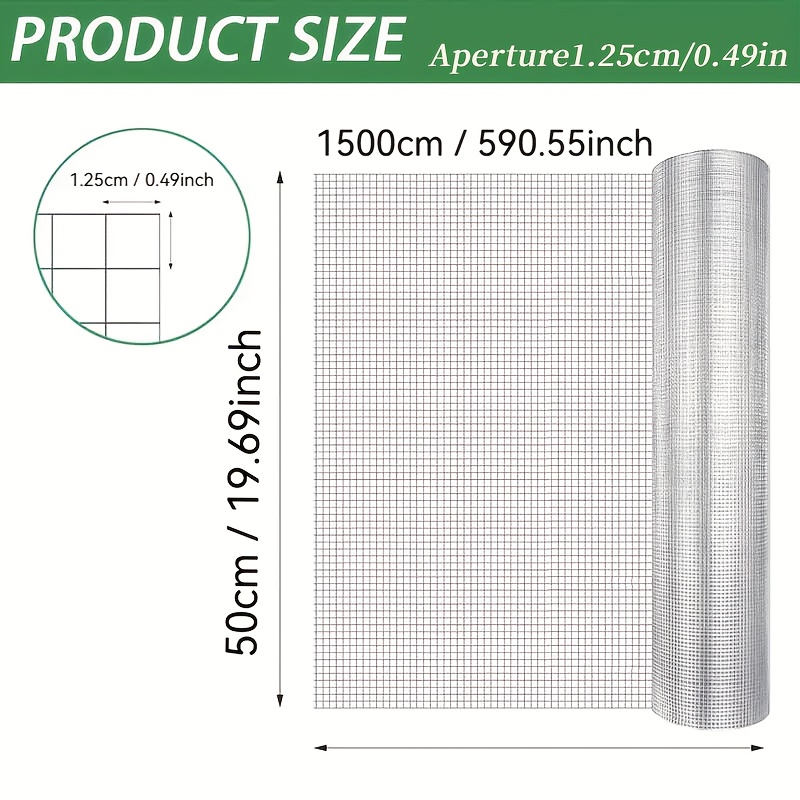 Image of 1pc Welded Galvanized Chicken Wire Fence, -plated Garden Netting For Poultry Protection, Flower And , Poultry Protection Fence, Durable Mesh Design, Galvanized Metal Mesh, Garden Mesh Panel, Backyard