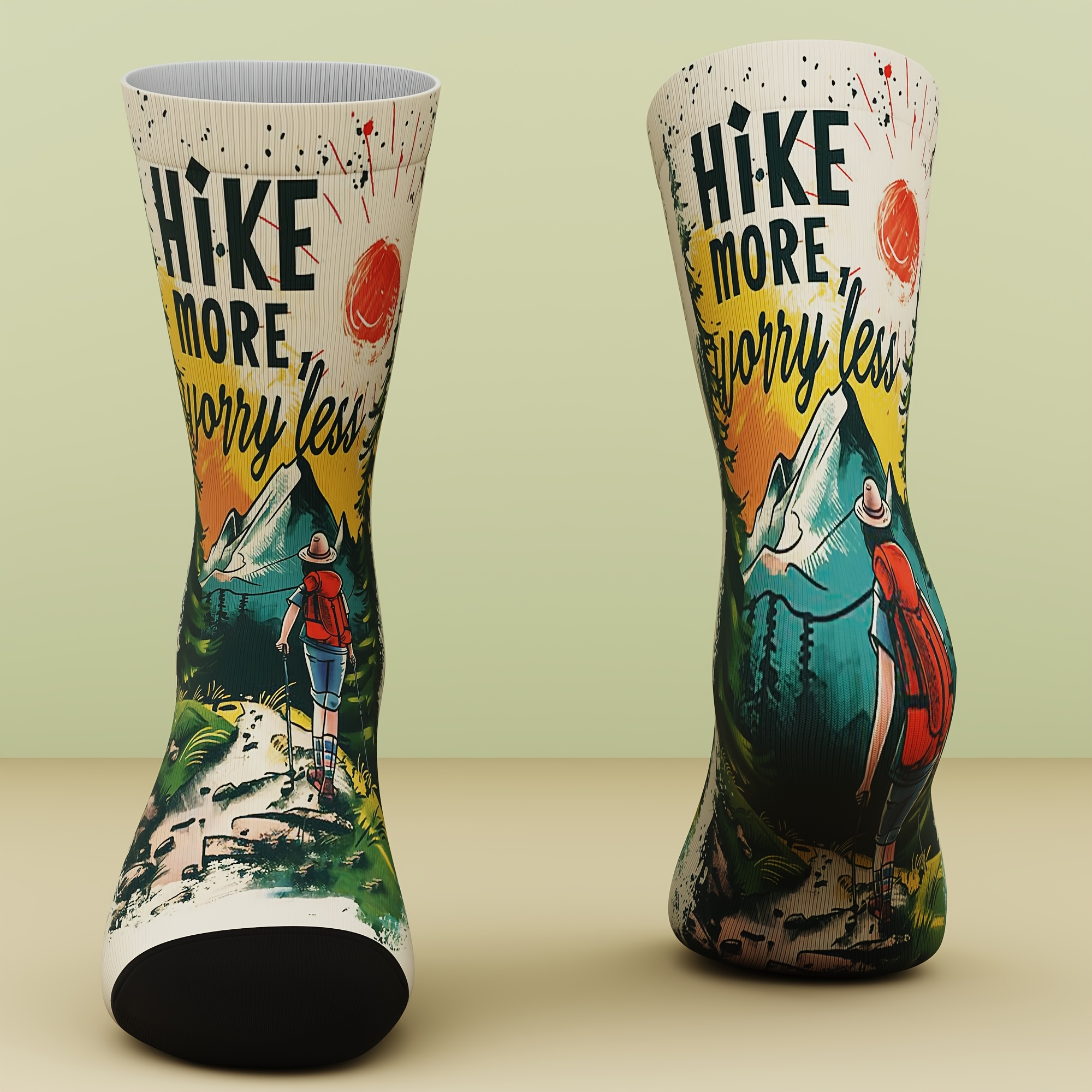 TEMU Un di calzini unisex con motivi da trekking, eleganti e confortevoli, traspiranti, adatti per sport all' e attivit� ricreative tutto l', un'idea
