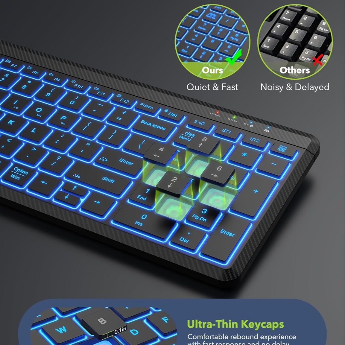 Wireless Tri-Mode Keyboard Combo, 7 Backlights 2.4G RGB Rechargable Adjustable DPI, Ultra Silent, Portable Alloy Keyboard Mouse Set for Computer Laptop Notebook