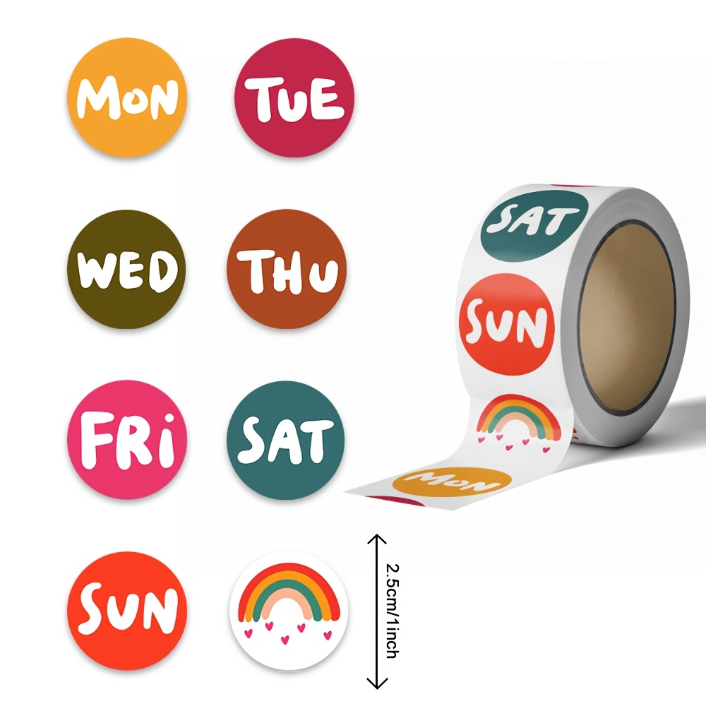 TEMU 500pcs 1 Roll Round Theme Stickers, Suitable For Journals, , Planners, Daily Logs, Schedule Books, Study Review Notebooks, Habit Trackers As