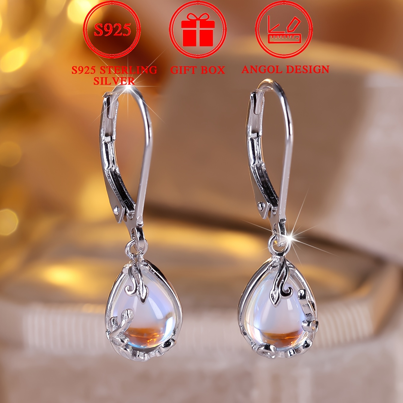 Image of A Pair Of Exquisite S925 Sterling Silver Drop Earrings For Women, Stylish, Sexy, And Luxurious, Suitable For Everyday Wear And Weddings, Weighing 2g