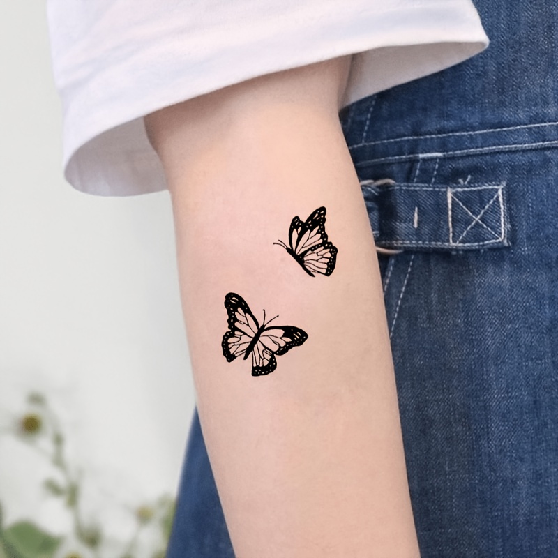 Black and White Butterfly Temporary Tattoos, Artistic Design