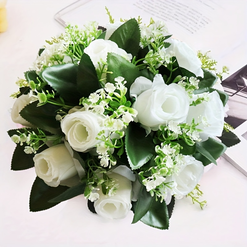 Autumn Faux Flowers Christmas Holiday Decor Artificial Rose Table Centerpiece Fake Flowers Home Wedding Party Ornaments