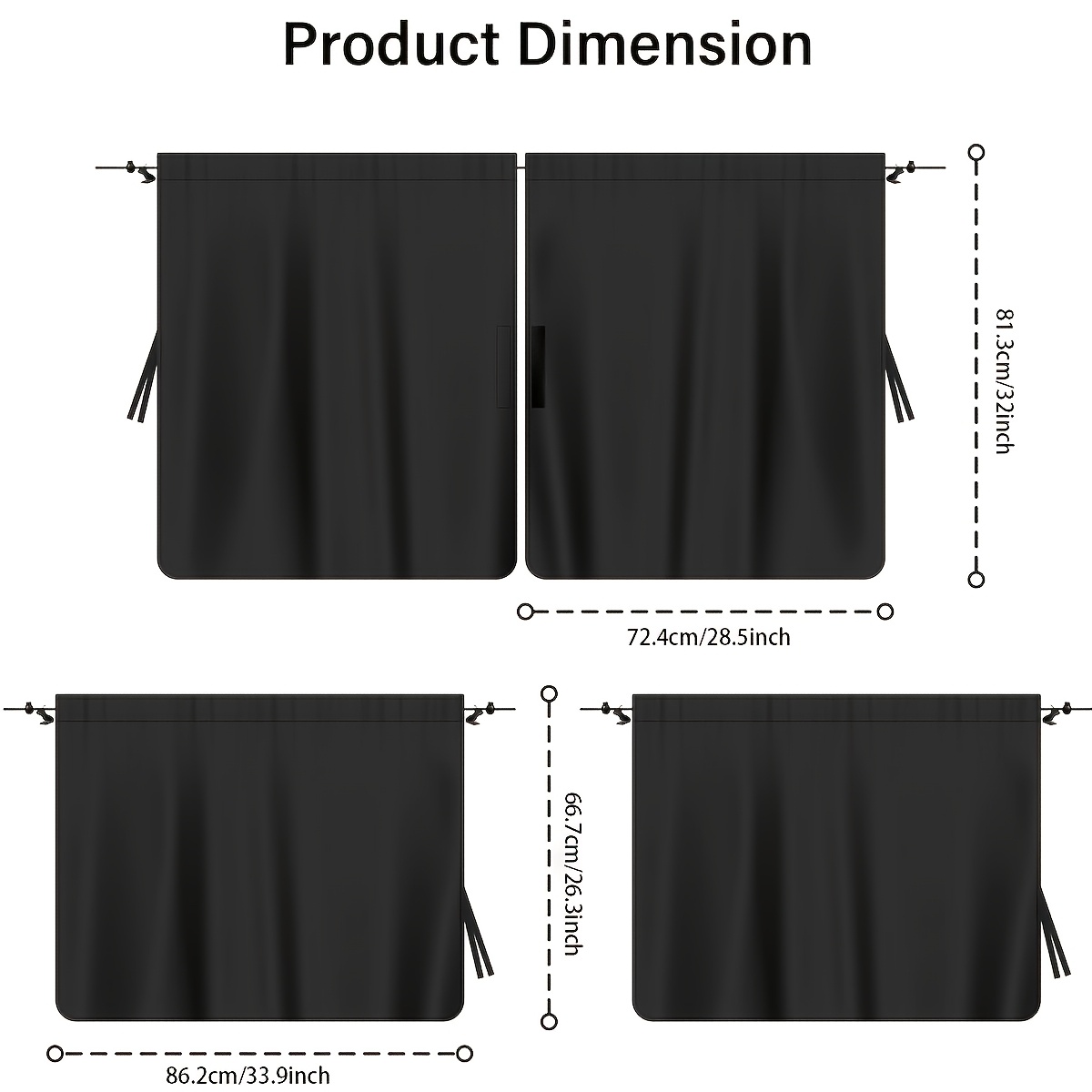 TEMU 4pcs Car Privacy Curtain Set, Oxford Material, With Rear Seat And Side Window Drapes, Storage Pockets For Sedans And Suvs, Car Curtains