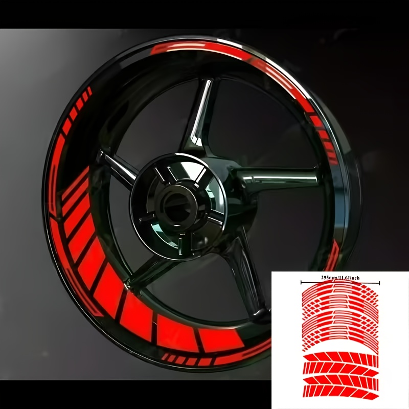 Image of Motorcycle Sticker Set, 17-inch Wheel Stickers With Rim Stripes, Motorcycle Wheel Stickers, Vehicle, Aggressive Style, High-quality Adhesive, Graphics, Sports Motorcycle Owners