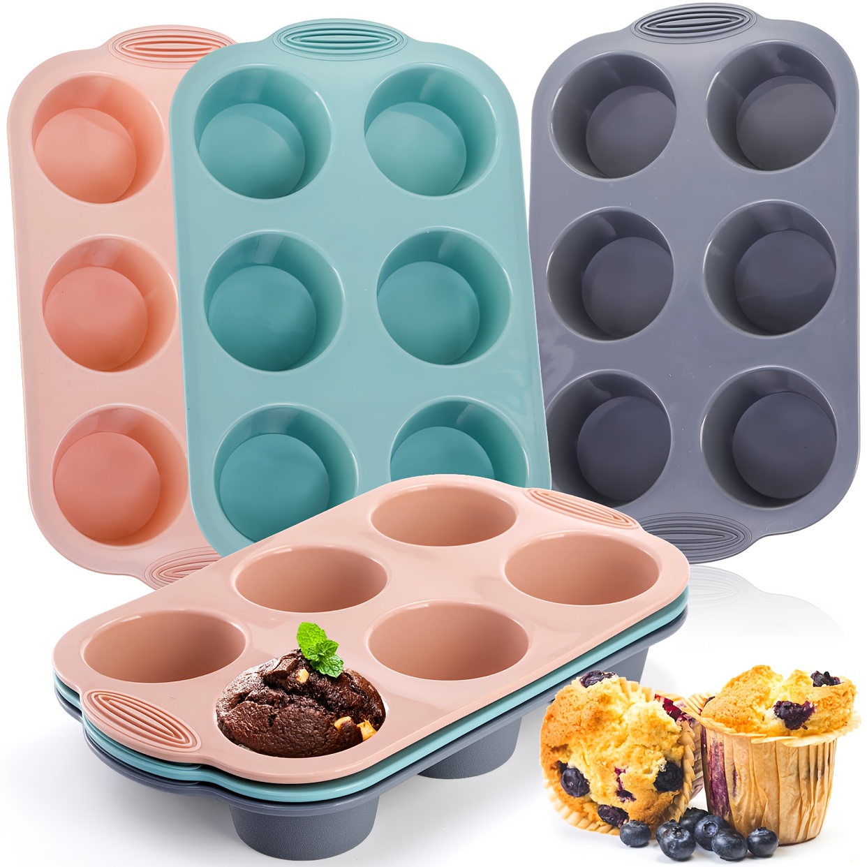 

Non-stick Silicone Muffin Pan - 6/12 Cavity, Food Grade Bpa-free Cupcake & Brownie Baking Tray, Dishwasher Safe, Perfect For Weddings & Everyday Use