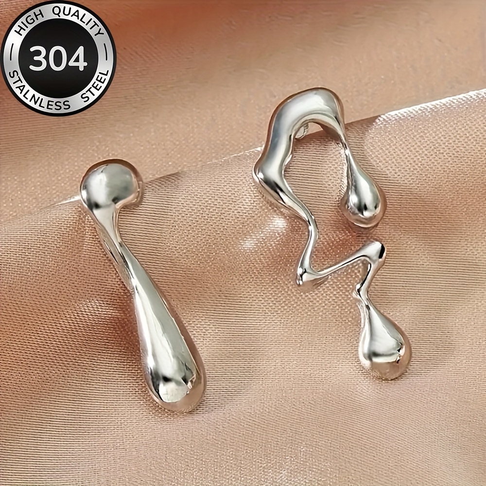 Women's Asymmetrical Teardrop Stainless Steel Earrings