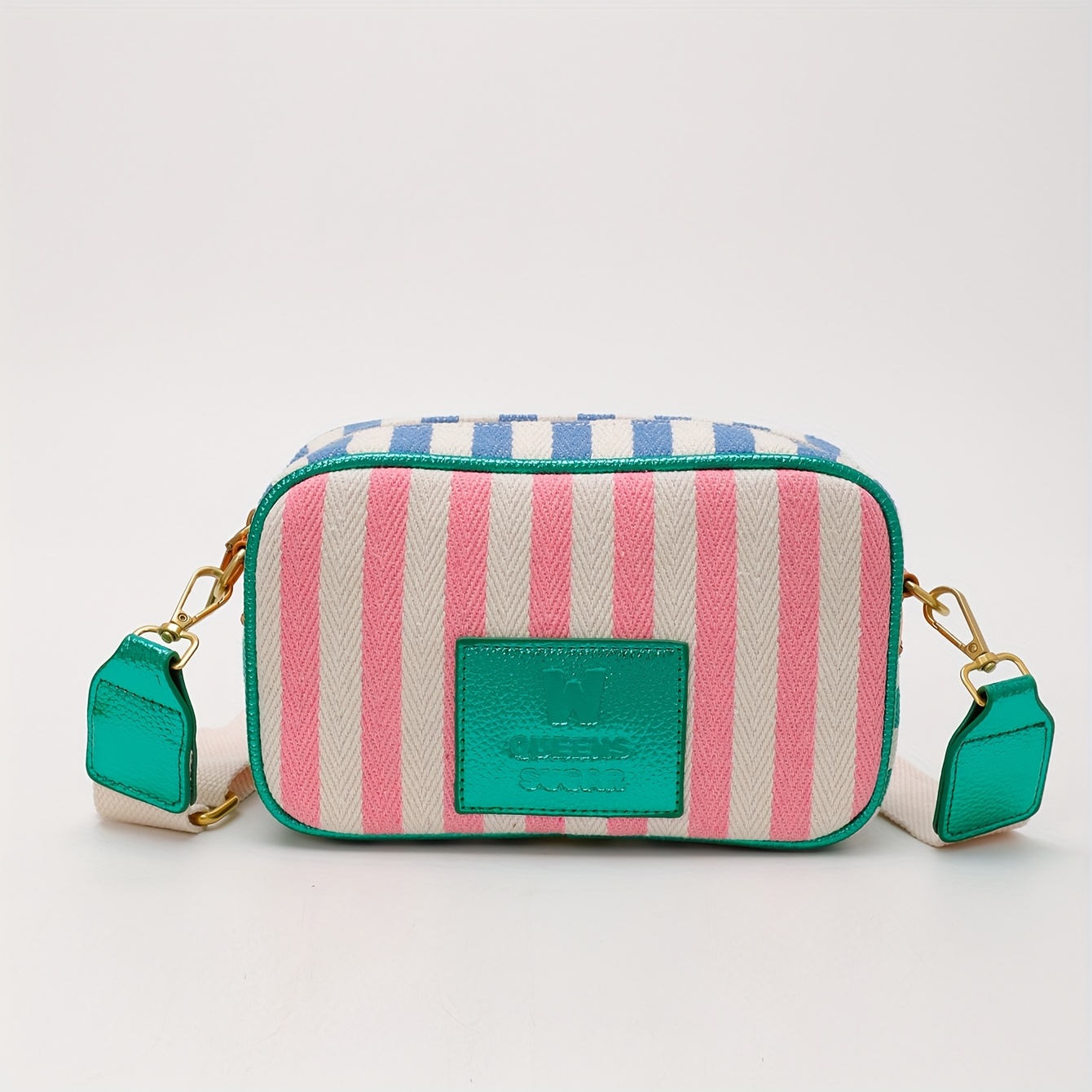 TEMU Women's Crossbody Bag, Color Blocking And Contrasting Single Shoulder Bag, Letter Striped Zipper Closure, Fashionable, Casual And Versatile,