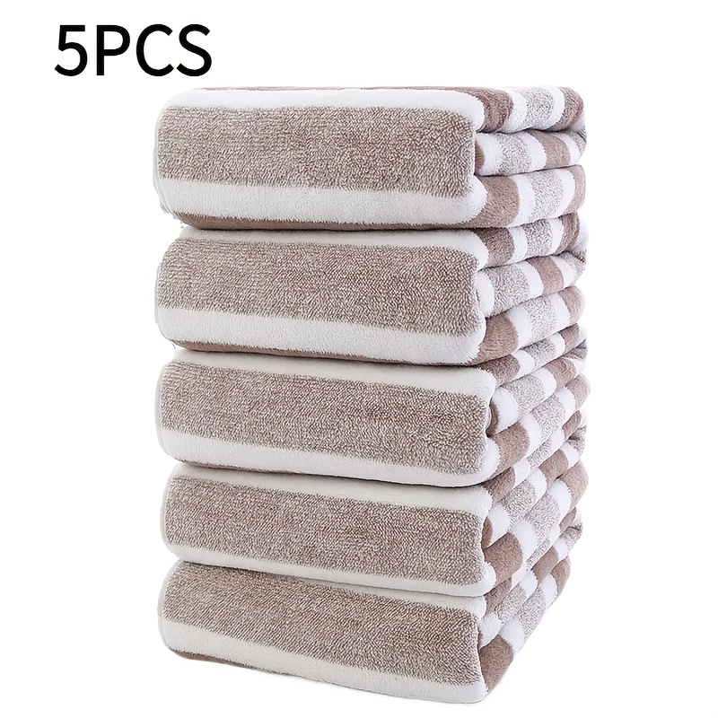 5pcs ultra   dry striped towel set ideal for home gym and spa durable   absorbent multi color pack