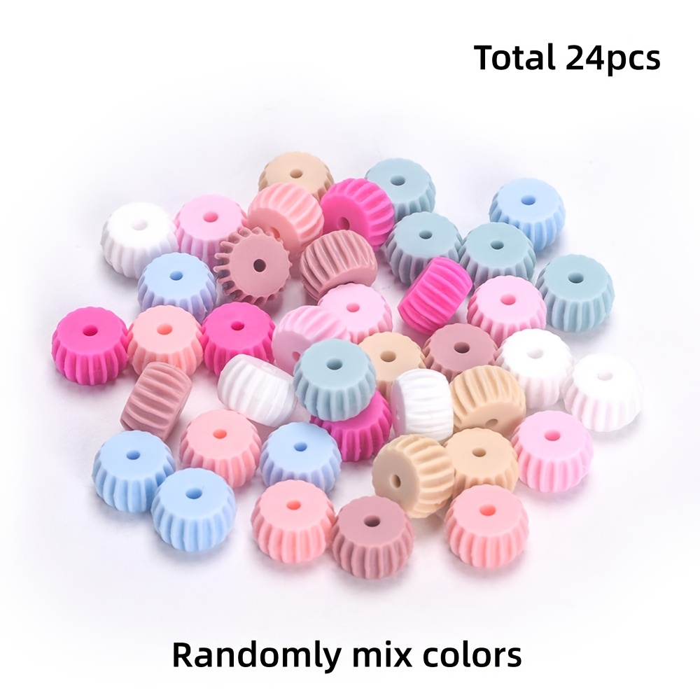TEMU Lot de 24 perles rondes en silicone bonbon pour la fabrication de bijoux DIY perles focales et d'espacement, couleurs pastel douces mélangées