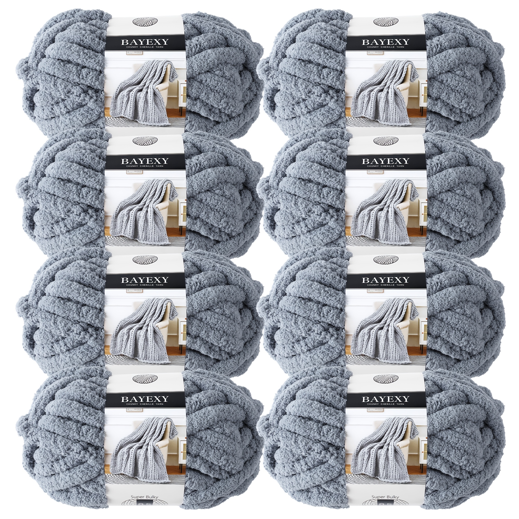 E-shop BAYEXY – Dicke Garn für Handstricken 8er-Pack, Jumbo Chunky Chenille Garn für Handstricken, Chunky Chenille Garn für Häkeln