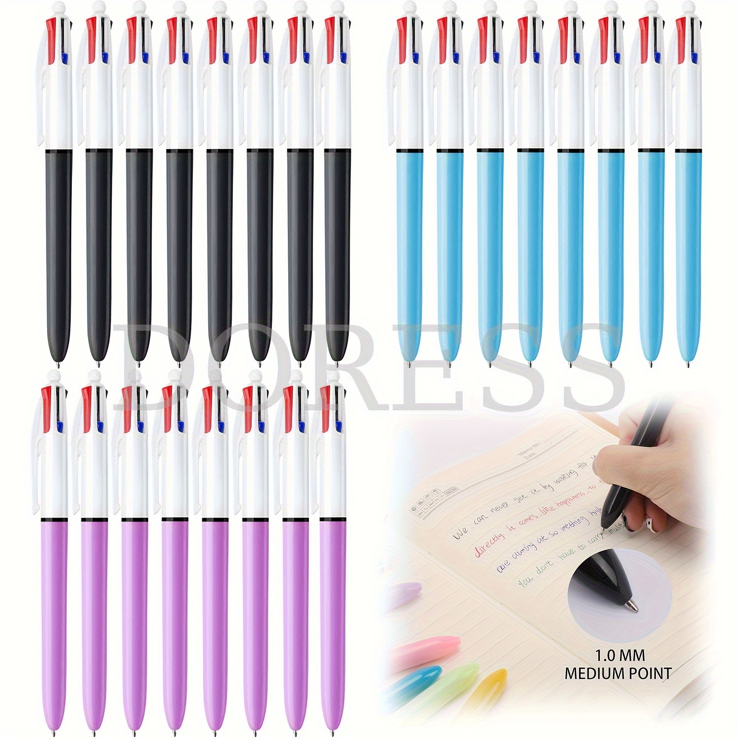 

Doress 8-pack Multicolor Ballpoint Pens, 1.0mm Fine Point, Retractable 4-in-1 Colored Pen Set For School, Nurses & Office - Ergonomic Design Ballpoint Pens For Writing Cute Pen Holder For Desk