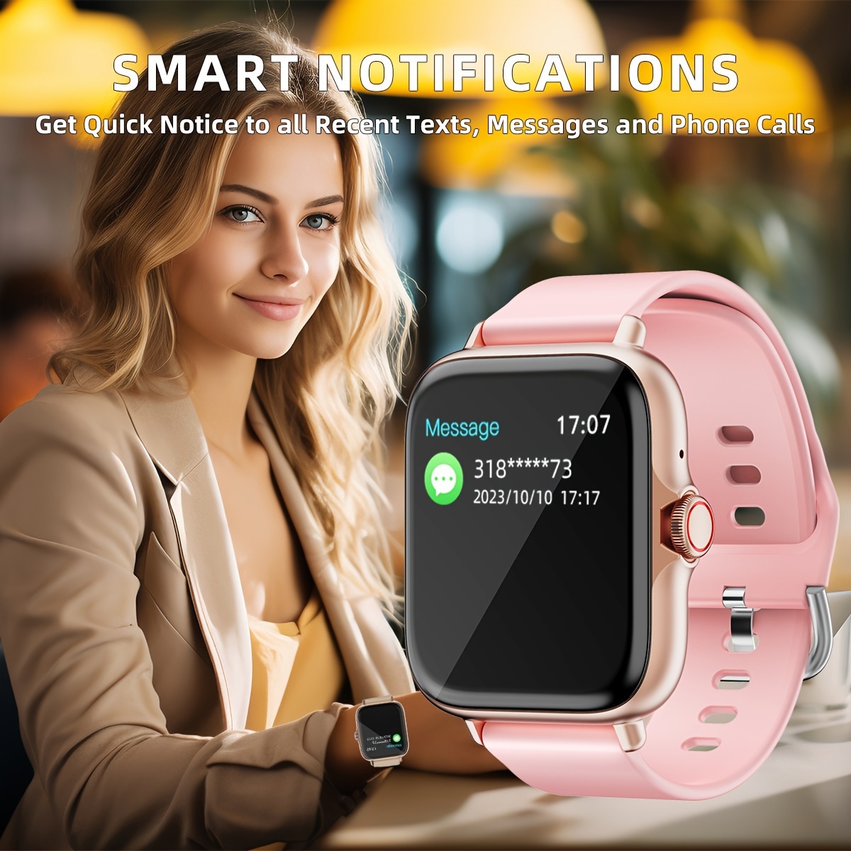 smart watch 1 83 full touch screen activity   with call message functions pedometer multiple sports modes water resistant compatible with ios android devices simple style ideal gift for any occasion details 3