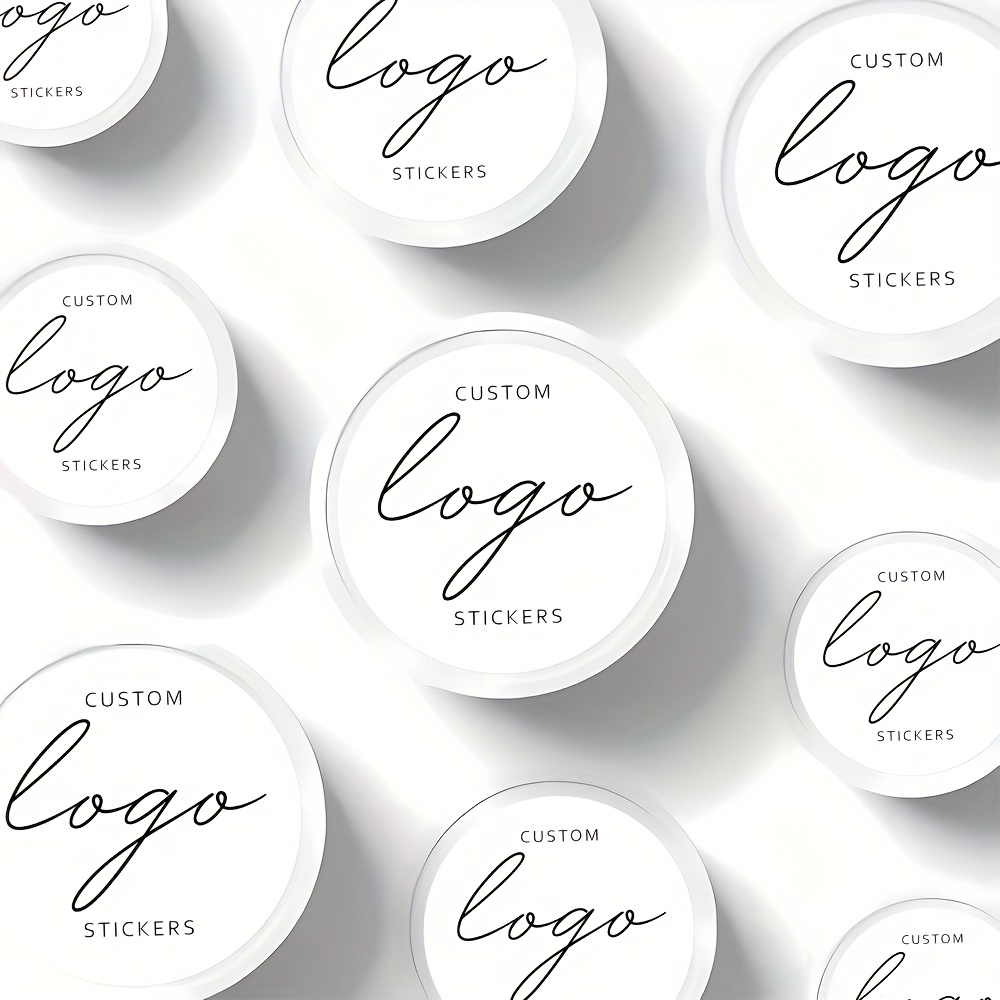 TEMU Custom Logo Stickers - Personalized Elegant Cursive Font Stickers For Branding, Weddings, Promotions, Gift Bags, Laptops & Water Bottles - No Electricity Needed, Cute Stickers