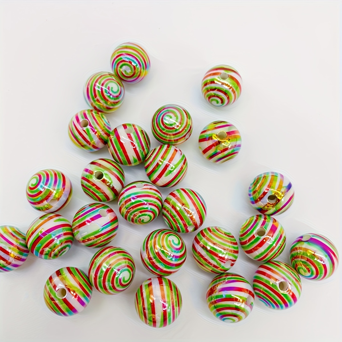 

20pcs16mm Christmas Striped Round Diy String Pen Decorative Materials
