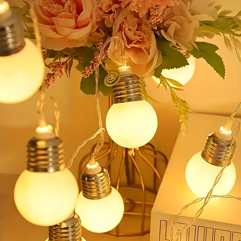 2d flat 1pc 10leds threaded bulb design light string battery powered without batteries suitable for indoor and outdoor decoration garden decorations outdoor camping tent atmosphere lights holiday parties and other decorations