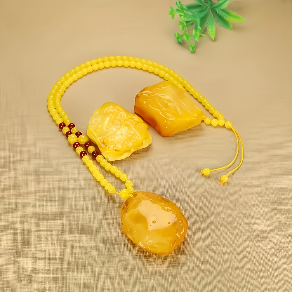 Natural Beeswax Stone Pendant for Men and Women