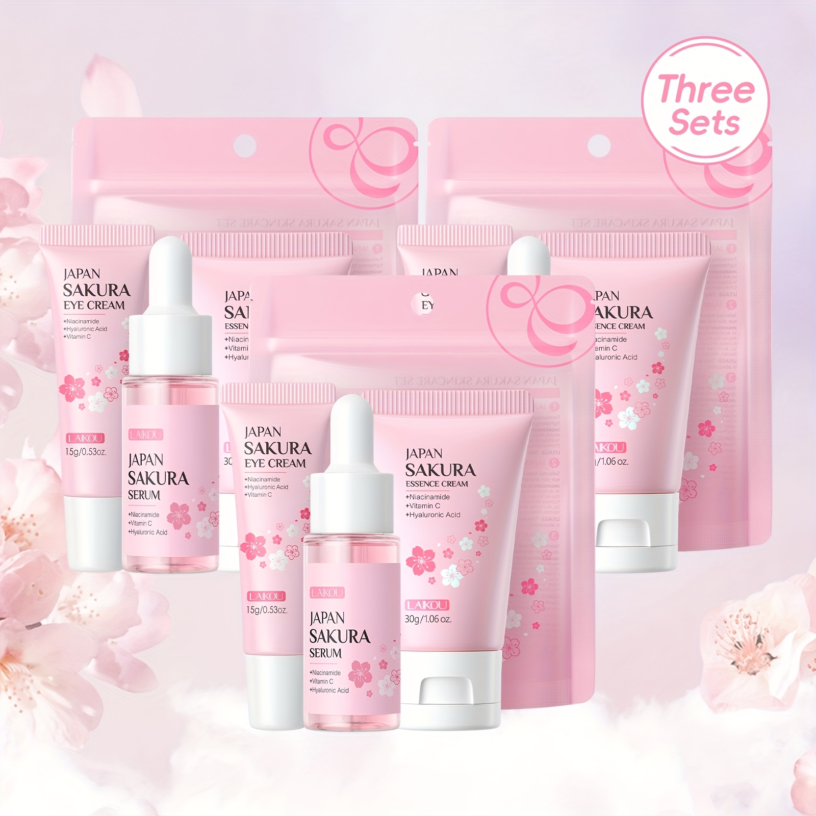 3 sets japan sakura travelling skincare kit 3pcs portable - Temu