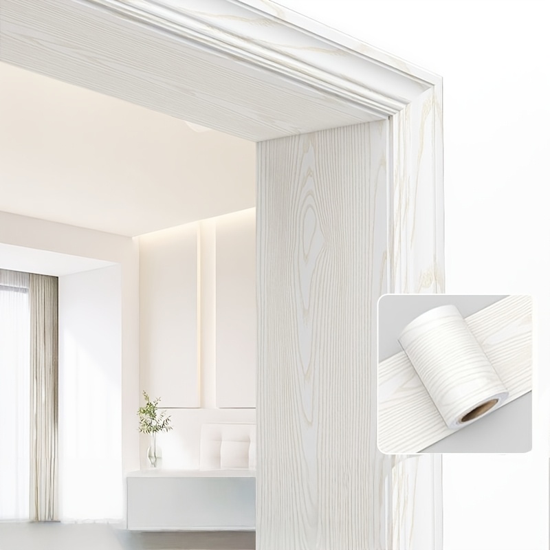 TEMU Adhesivo Impermeable de PVC con de Madera Engrosado | Fácil de Pegar, Adecuado para Decoración de Marcos de Puertas, Bordes de Ventanas,