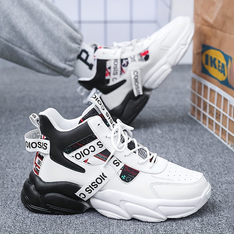 Stylish Men's Colour Block Chunky Lace Up Sneakers - Ultra Comfy Non Slip Soft Sole, Durable, Breathable, Water Resistant Shoes for Outdoor Activities, Hiking, Camping, and Casual Wear