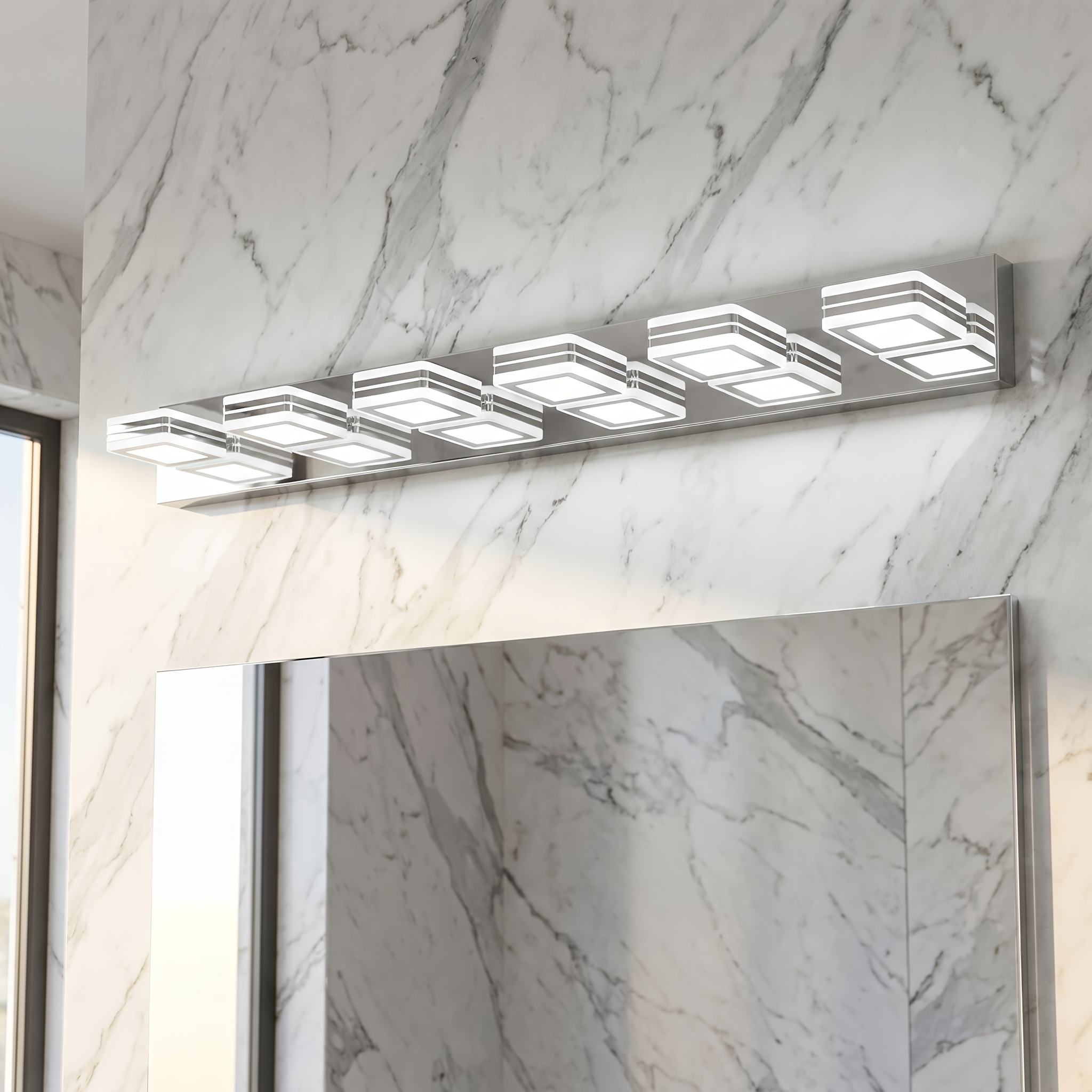 led modern bathroom light fixture with 6 lamps stainless steel acrylic wall light bathroom mirror light cool white light 39 inch no   suitable for living room bedroom bathroom dressing table