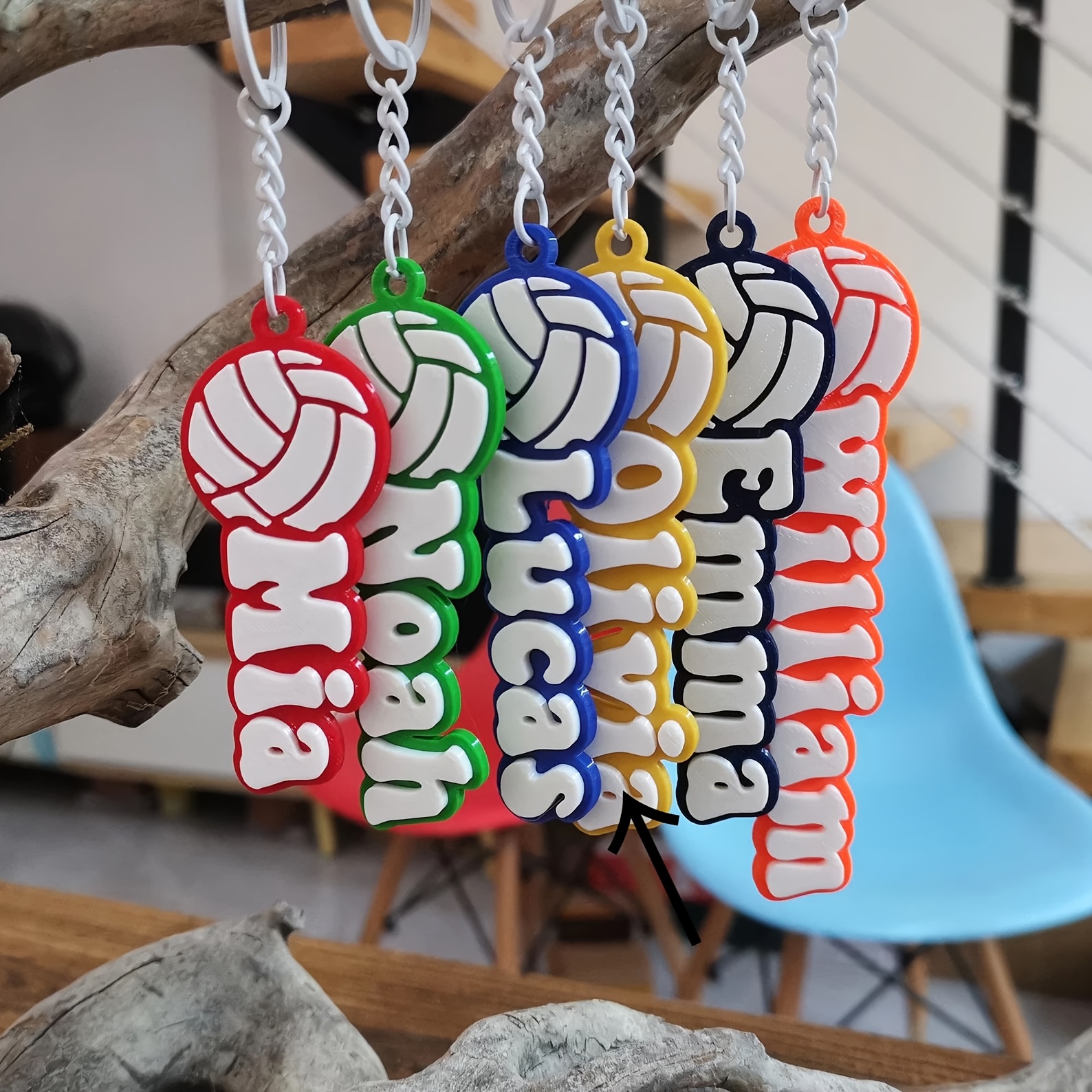 TEMU Volleyball Themed Personalized 3d Printed Name Keychain Backpack Luggage Tag Game Party Souvenir Gift