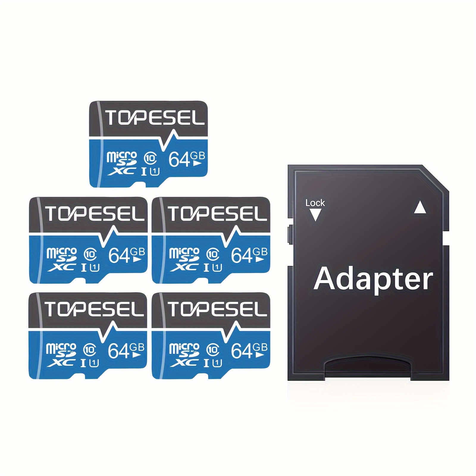 

5pcs-64gb/32gb/ Sd Adapter Microsdxc, Sd Class 10 Uhs-i U1 Tf Suitable For Tablet, Smartphone, Cam, Display