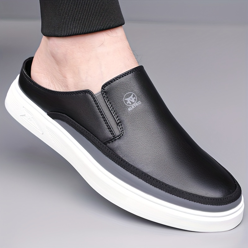 Sandales Mocassin pour Hommes à Enfiler Blanc Doré Beige avec  Semelle en Caoutchouc Antidérapante, Chaussures Décontractées et D