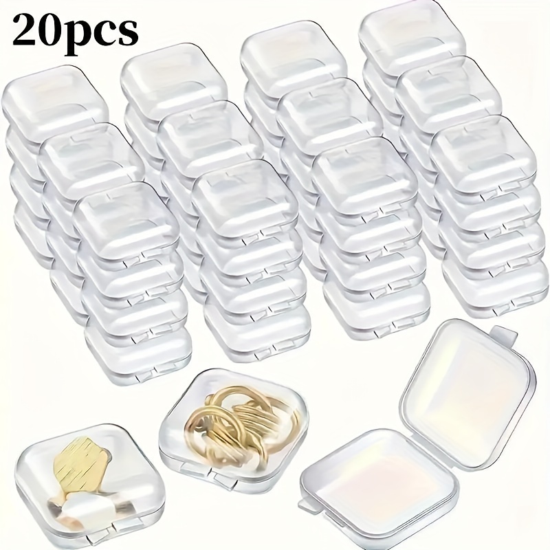 

20pcs Mini Clear Plastic Jewelry Boxes With - Storage Containers For Beads, Earplugs, Pills & Crafts, Utility Hooks