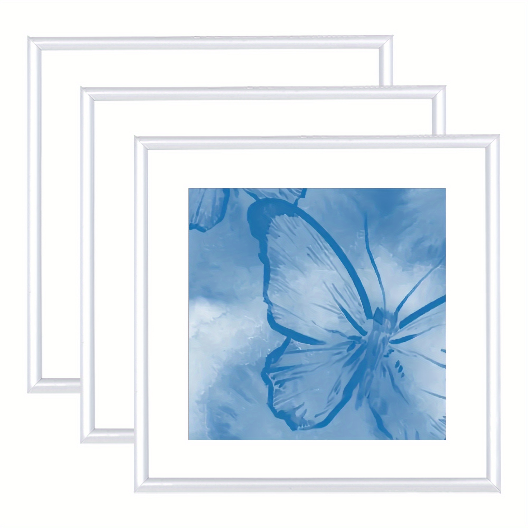 

3-pack Classic White Photo Frames 8x8 - Pvc Square Wall Mounting Picture Frames With Horizontal Orientation - Versatile Tabletop Display For Home, Office, Living Room Decor - Ideal For Art & Gifts