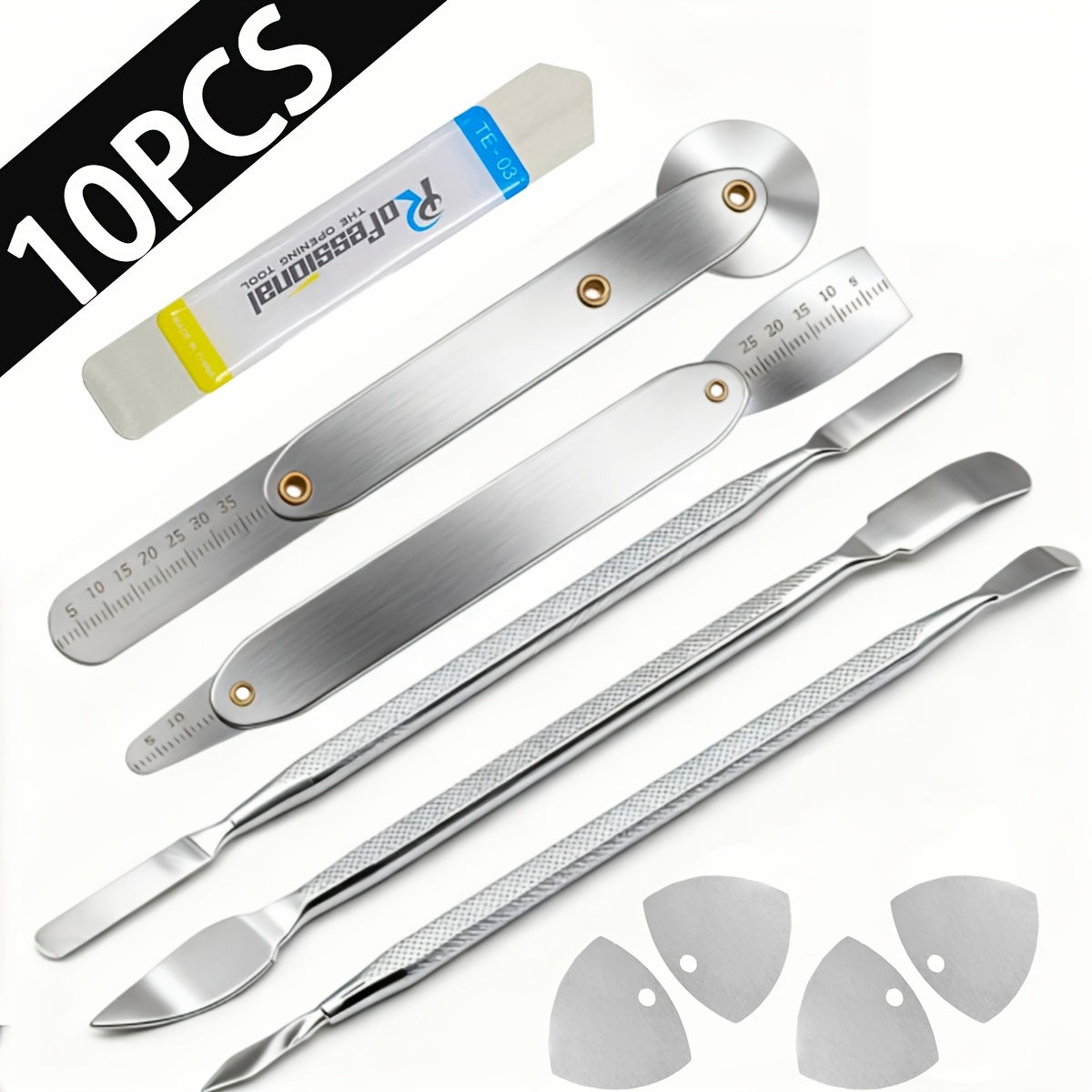 E-shop 10-teiliges Präzisions-Hebelwerkzeug-Set mit Metallhebeln -klingen, ideal zum Zerlegen von Handys, Computern, Kleingeräten Spielzeug, kompakt,