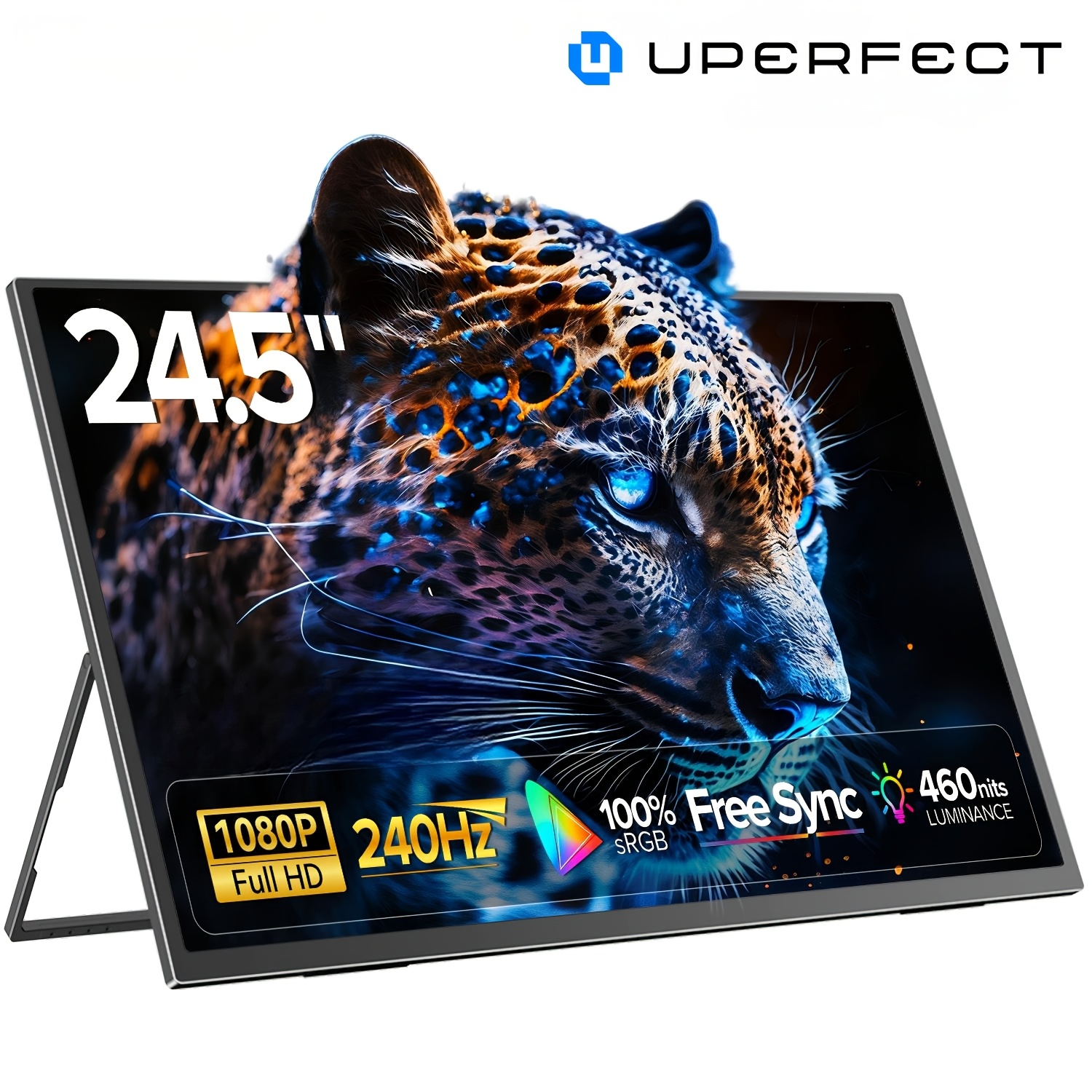Image of Uperfect 24.5" 240hz 1080p Portable Monitor Gaming Monitor With Freesync Hdr 0.1ms 2000:1 Contrast 500 Nits, 180° Adjustable Stand And Vesa, Mobile For Laptop, Game Console