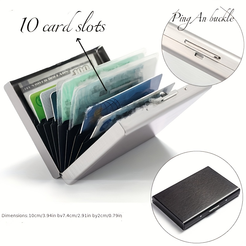TEMU Portafoglio Personalizzato con RFID Blocking - Porta Carte in Acciaio Inossidabile Resistente per , Design Elegante e Minimalista, Slot Sicuri