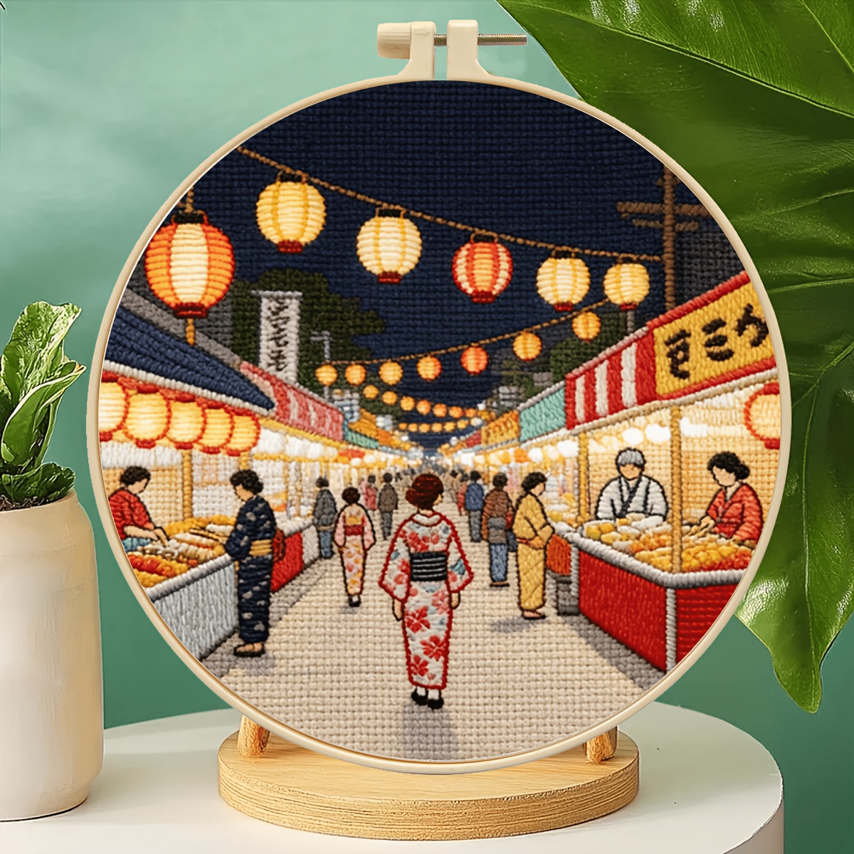 TEMU 1 Set Embroidery Kit Japanese Handmade Material Pack Beginner Full Tool Landscape Home Decoration Stress Relief Handmade Hanging Painting