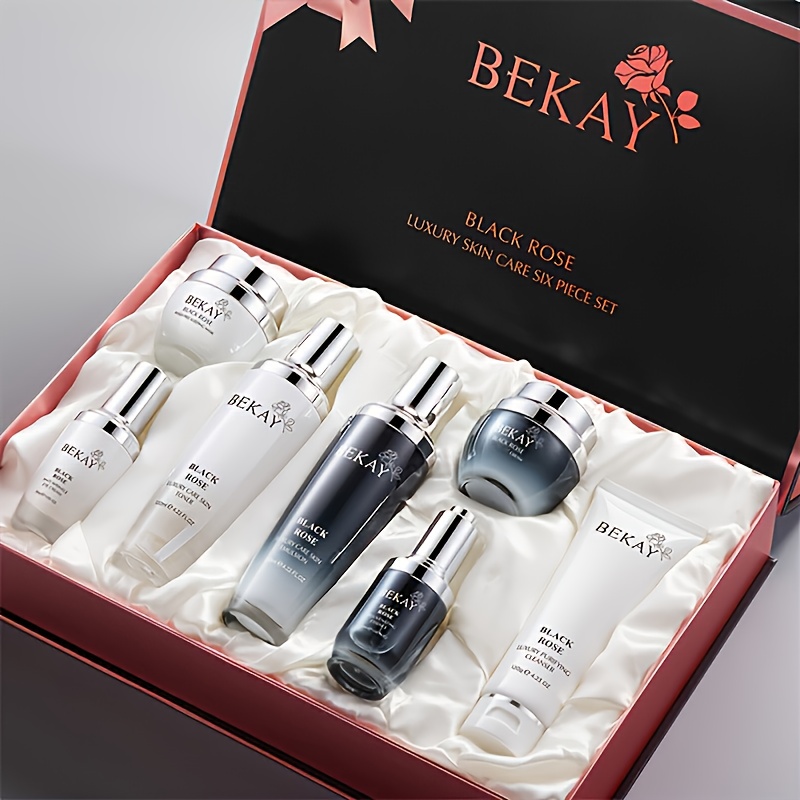 TEMU 7pcs Skincare Collection From Black Rose, Featuring A Cleanser, Toner, Serum, Lotion, Cream, And Eye Cream. Designed To Combat Wrinkles And Firm