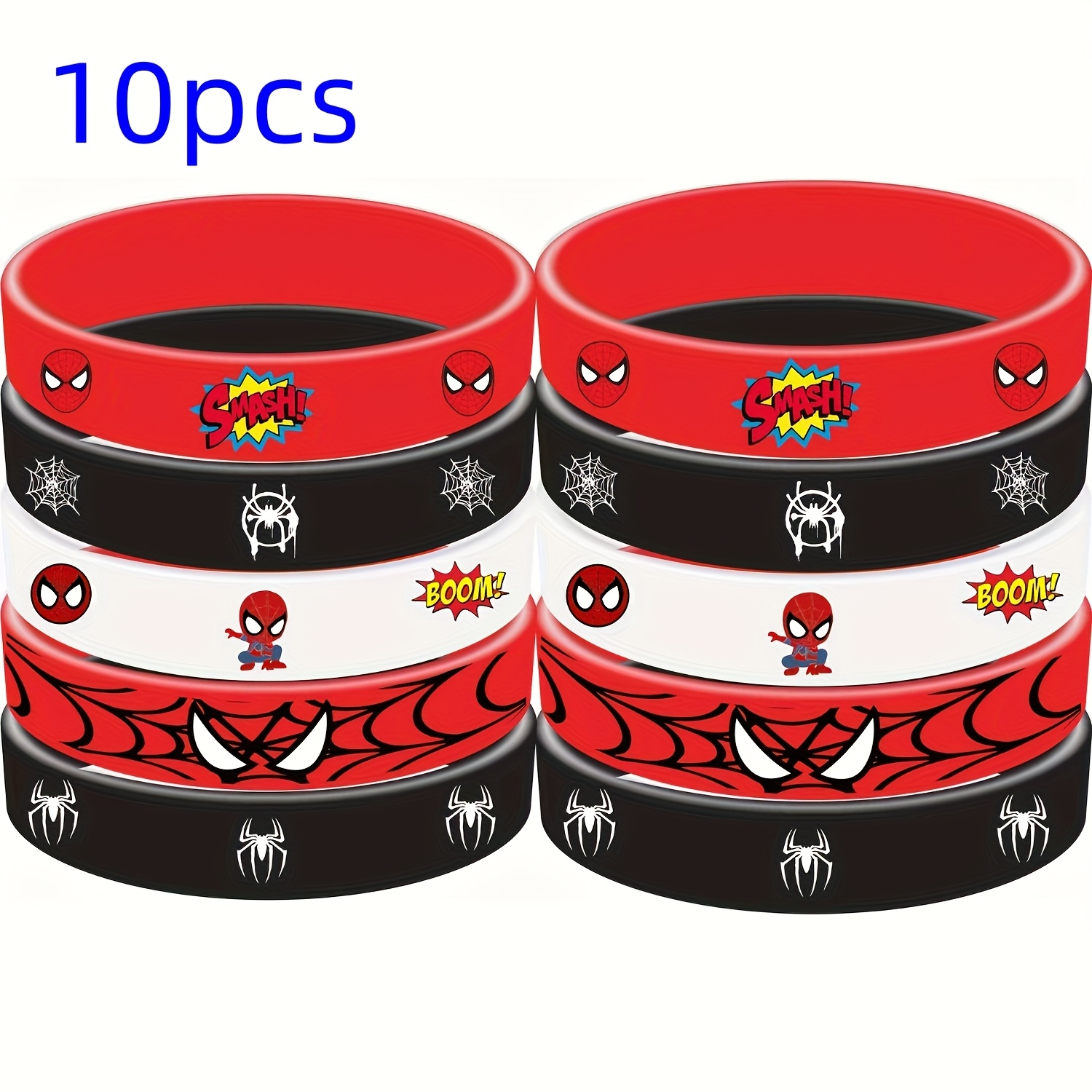 E-shop Schlüsselanhänger für Herren, Schlüsselketten 5 Stück / 10 Stück Marvel Spider-Man Silikon Armbänder - Ein lebendiger Schlüsselanhänger im