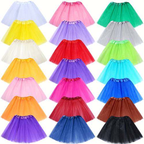 22 pcs tutu skirt bulk multicolor ballet princess tutu skirts 3 layers fluffy tulle tutus for women dress dance birthday party favor