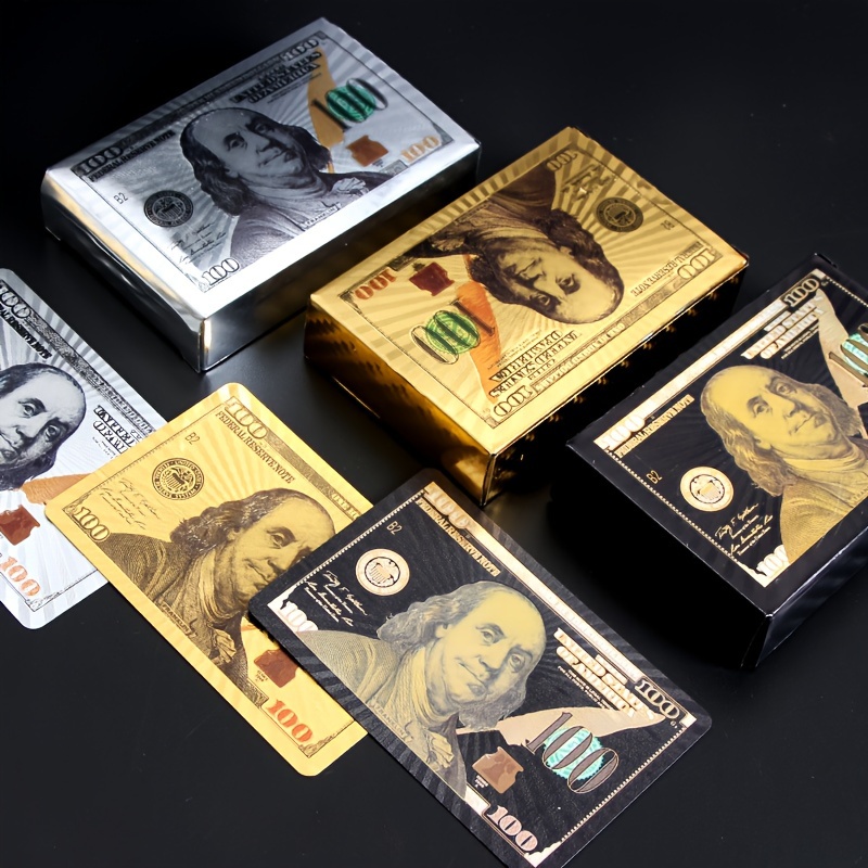 10pcs     playing cards waterproof plastic colorful dollar design     poker games   pranks and year round fun christmas halloween thanksgiving and party supplies holiday gifts black silvery golden