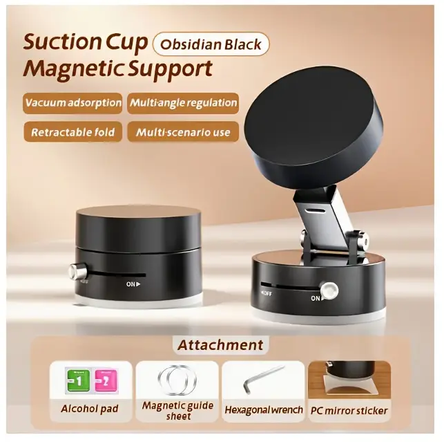 360 rotatable magnetic mobile phone holder vacuum magnetic suction cup folding rotating bracket foldable and adjustable multi functional vacuum suction cup bracket with double sided suitable for environments details 0