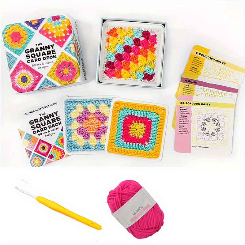 

A Crochet Kit For Beginners - 50 Mixed Patterns With Yarn And Tools, All Season Craft Kit With Instructional Cards, Paper Materials