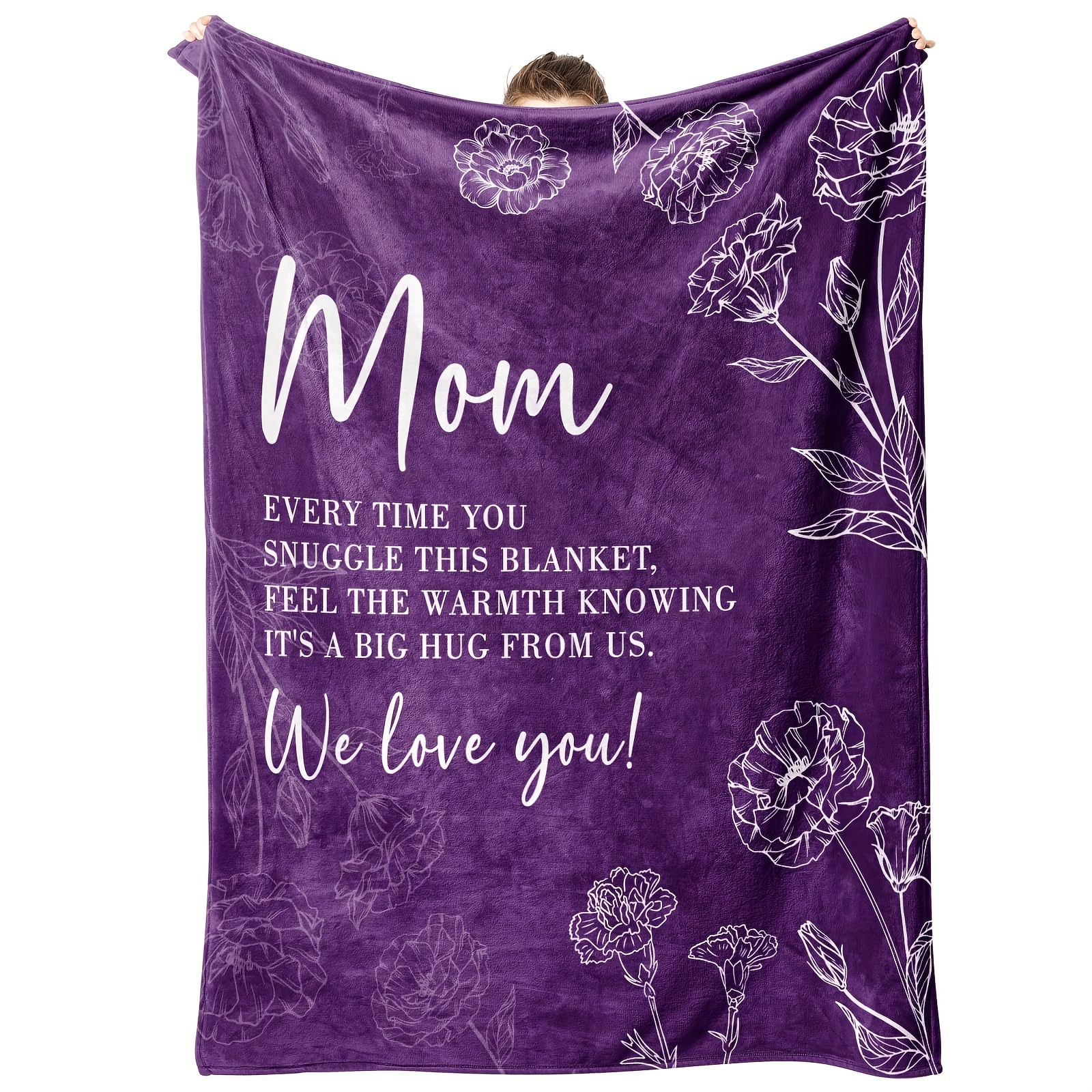 

You Mom Inspirational Blanket - , , Pattern, Purple, All Multipurpose Knitted Polyester Blanket For Sofa, , For Mother Or Son, Suitable For Adults And - 1pc