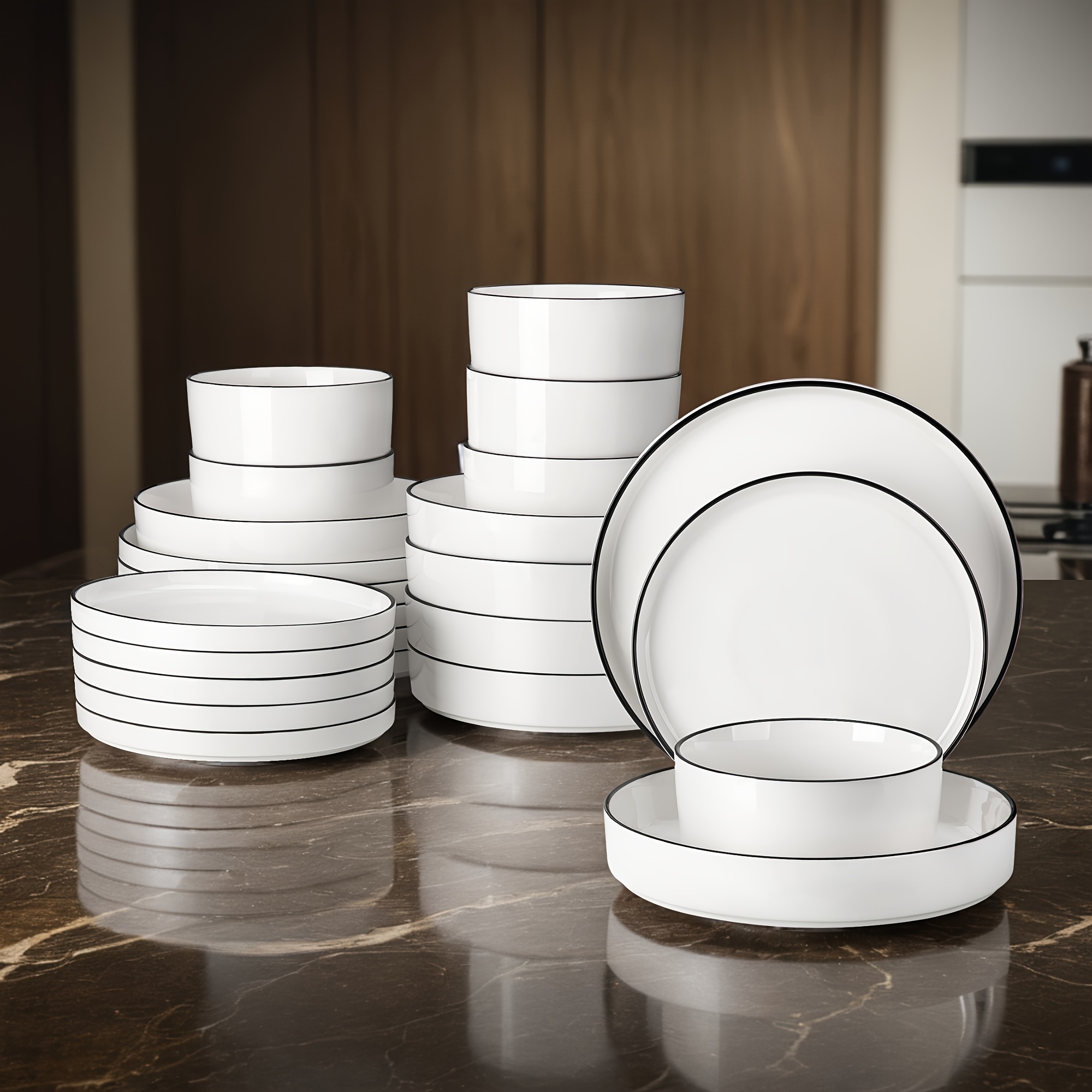 24pcss Dinner Sets, Plates And Bowls Sets, 24pcs Dinnerware Set Round Dinner Set For 6, Scratch Resistant Dishes Set, Dishwasher And Oven Microwave Safe Dishware Sets, Housewarming Gift, Holiday Gift