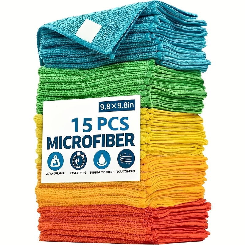 TEMU 15pcs Cleaning Towel Set, Reusable Quick-drying Towels, Water Absorption| Home, Kitchen, Living Room, Bedroom, Bathroom And Furniture Stain Removal Towels